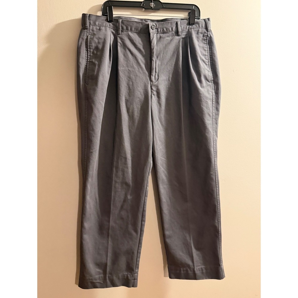 Vintage Y2K Pleated Cotton Twill Trousers Mens 38 Dark Grey Chino Pants 52345